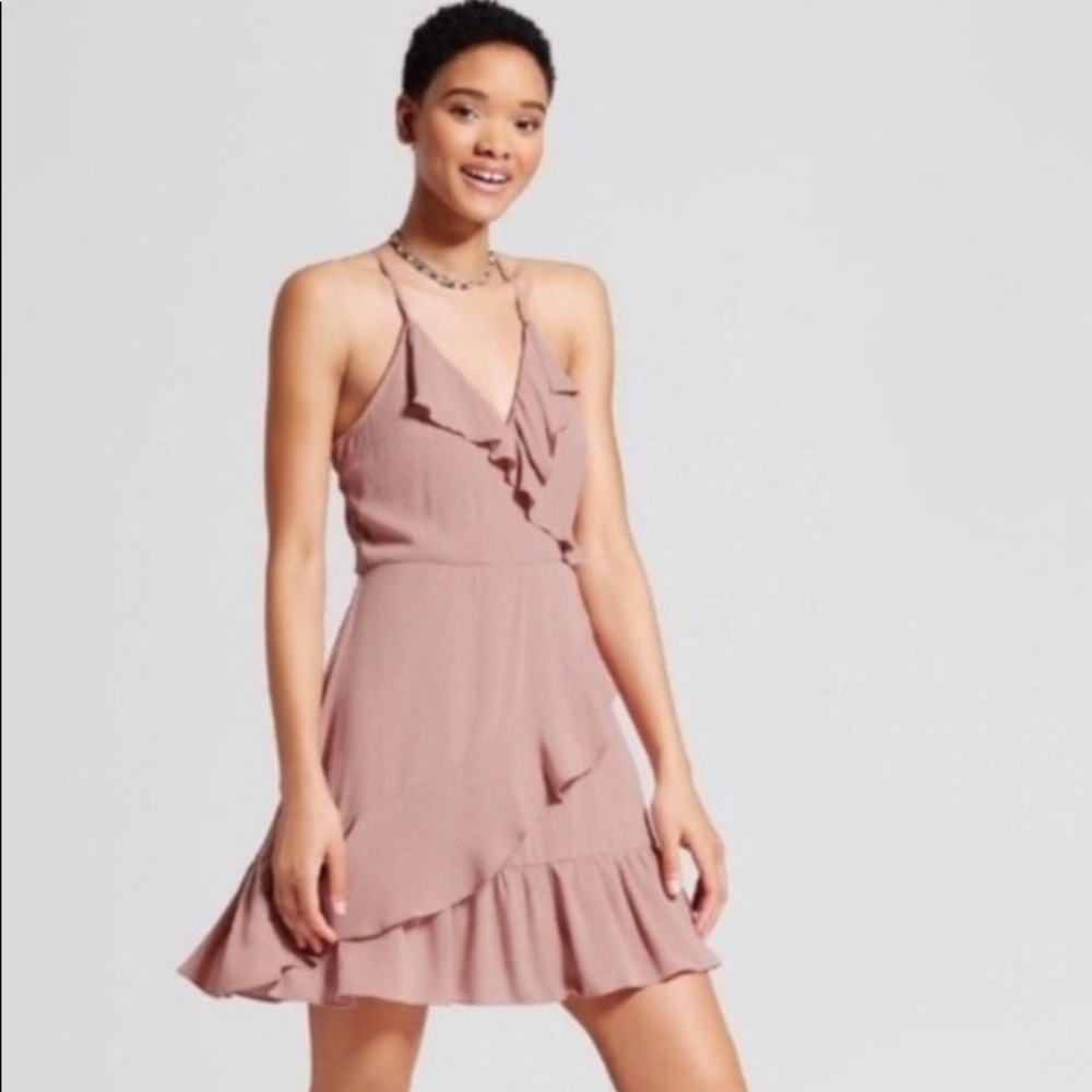 Rose colored ruffle summer dress